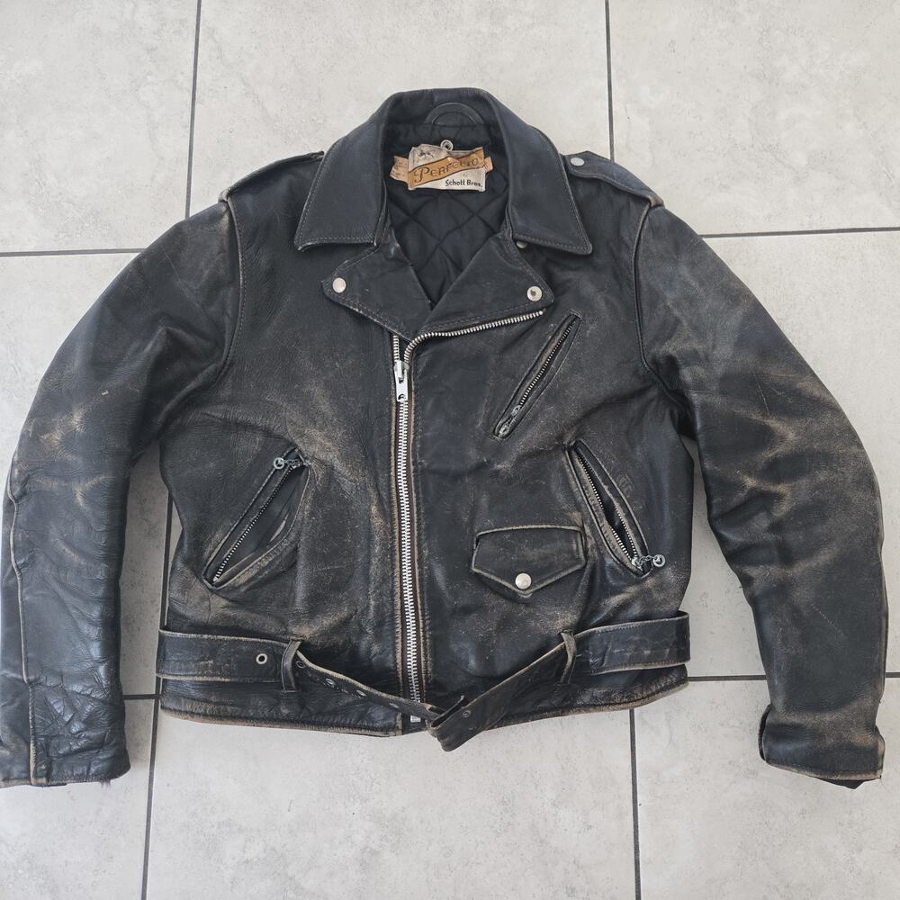 Mint Schott 618 Perfecto distressed Leather Motorcycle Jacket 42 USA Made
